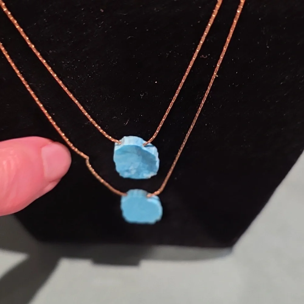 Gold Necklace with Blue Stone Accents